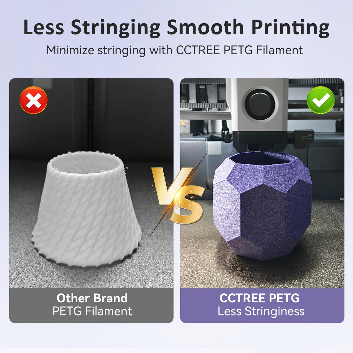 CCTREE PETG Filament 1.75mm, Dimensional Accuracy +/- 0.03mm, 1kg Spool(2.2lbs), Less Stringing Good Layer Adhesion High Toughness 3D Printing Filament, Fit Most 3D Printers, Galaxy Purple CCTREE