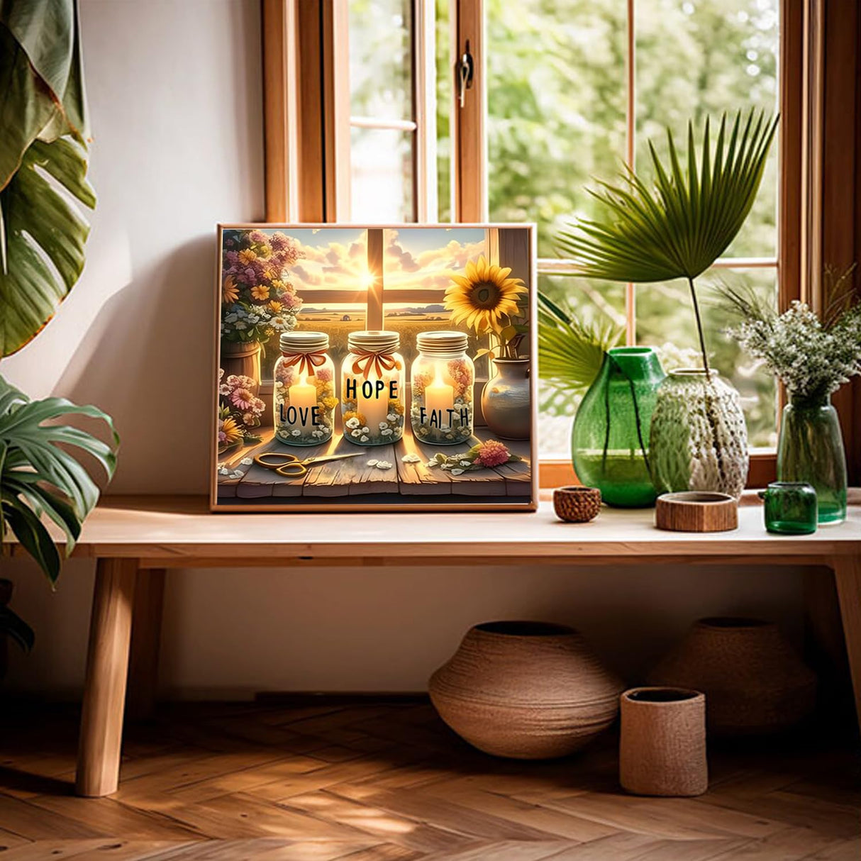 5D Diamond Art Painting Kits for Adults Beginner,Faith,Hope,Love Wishing Bottle Diamond Art On Canvas,DIY Religious Christian Diamond Dots Gem Arts and Crafts for Home Wall Decor 12X12IN DIYDECORFUN