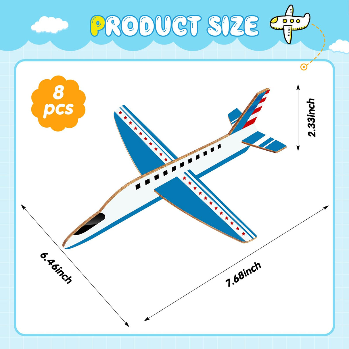 Gejoy 8 Packs Wooden Model Airplane Wood Planes DIY Balsa Wood Kits Handicraft Toy Plane for Birthday Carnival Party(Airplane) Gejoy