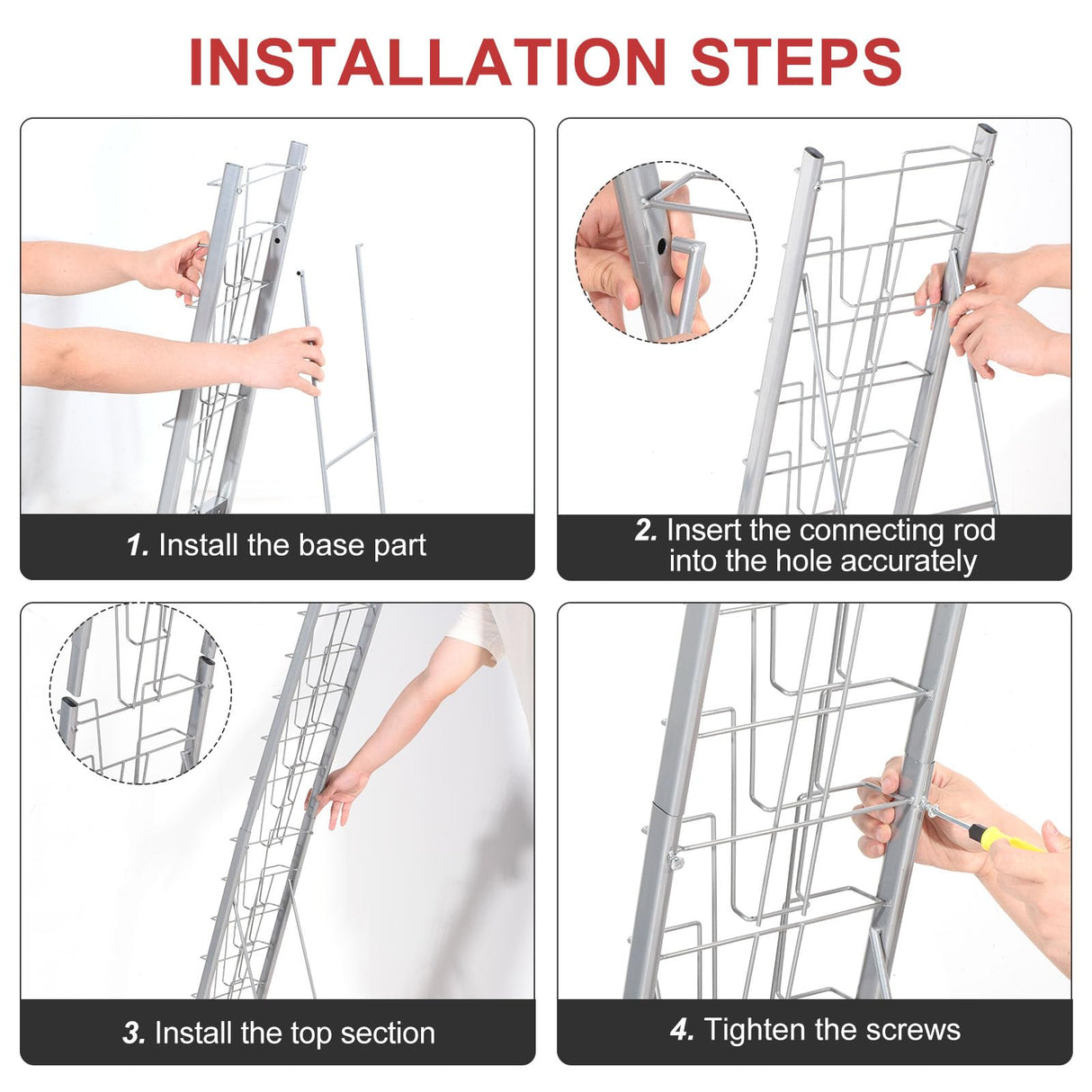 PATIKIL Detachable Magazine Display Racks Floor Standing 10 Layers Brochure Stand Catalog Literature Holder for Hotel, Exhibition, Office PATIKIL