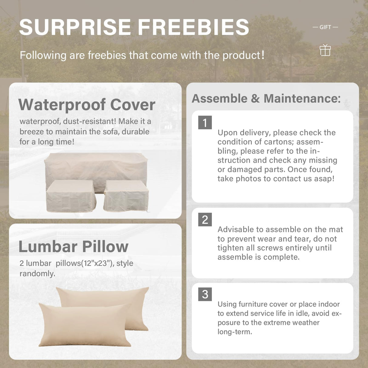 Patio Furniture Set - 3 Piece Outdoor Sectional Sofa Set with Wicker Couch, Ottoman, Coffee Table & Storage - All-Weather, Anti-Slip Cushions & Waterproof Covers, Khaki Rattan Star