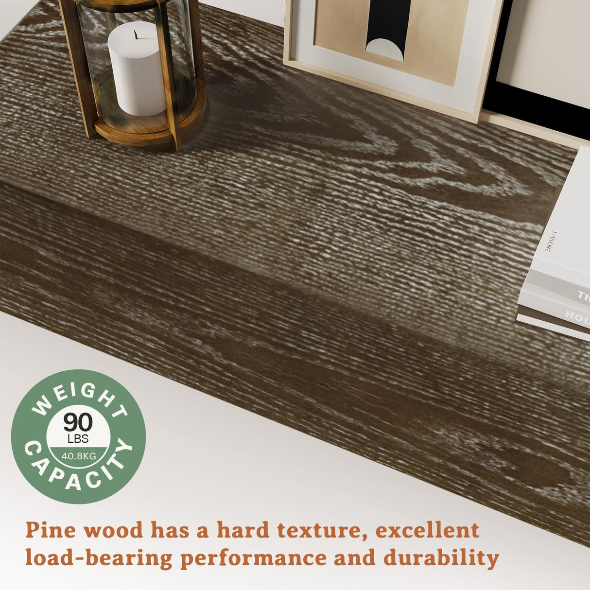 Weyderk Fireplace Mantel Shelf 60 Inches - Wood Mantel with Invisible Heavy Duty Wood Bracket - Wall Mounted Farmhouse Faux Fireplace Mantel for Over Fireplace - 60 Inch Floating Shelf, Greyish Brown Weyderk