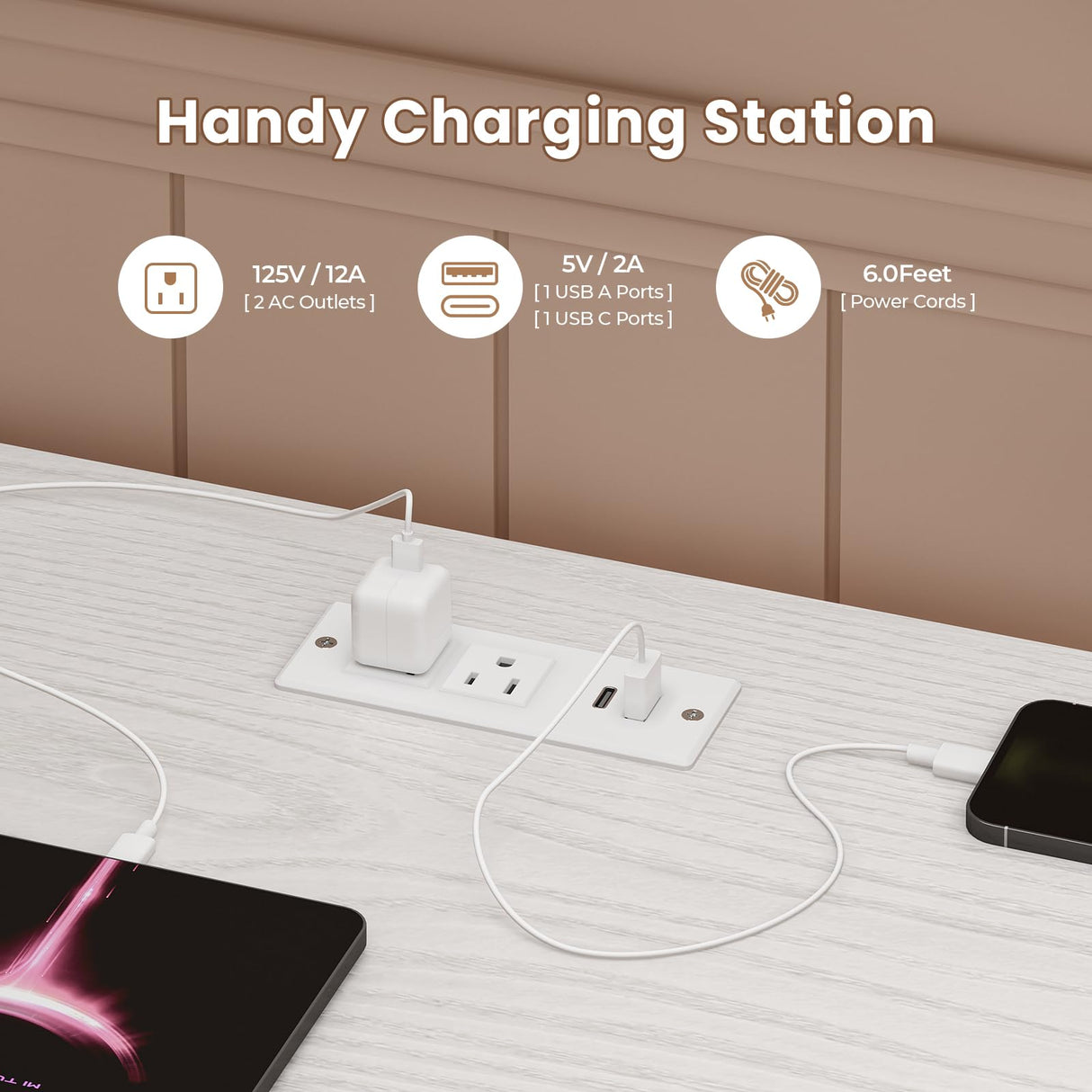 BTHFST Full Size Loft Bed with L-Shaped Desk and 3 Storage Drawers, LED Lights & Charging Station, Open Storage Shlef, Metal Loft Bed Frame with Solid Slats and Guardrail, Space Saving, White BTHFST