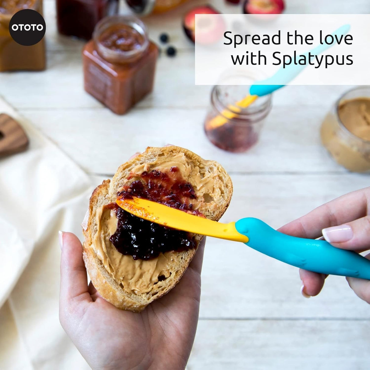 OTOTO Splatypus Jar Spatula for Scooping and Scraping - Unique Fun Cooking Kitchen Gadgets for Foodies - BPA-free & 100% Food Safe - Crepe Spreader OTOTO