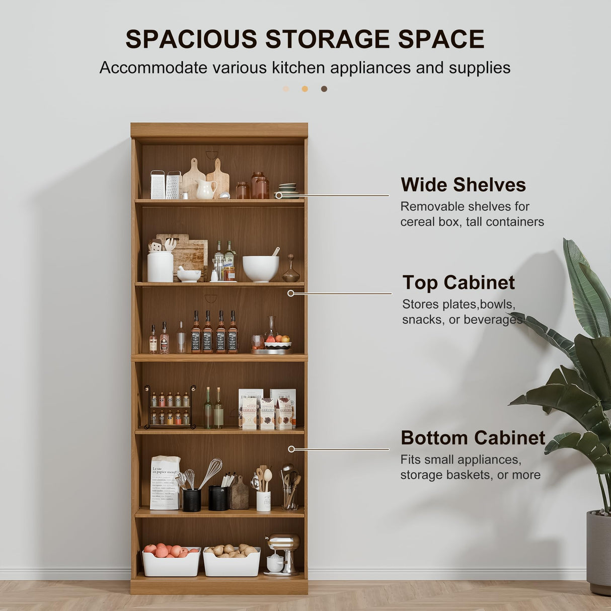 Casaphoria 82" H Wooden Bookcase, Heavy Duty Bookshelves, 6-Tier Wide Bookshelf with Large Storage Space for Home Office, 82" H x 31" W x 16" D, 130Lb, Oak Casaphoria