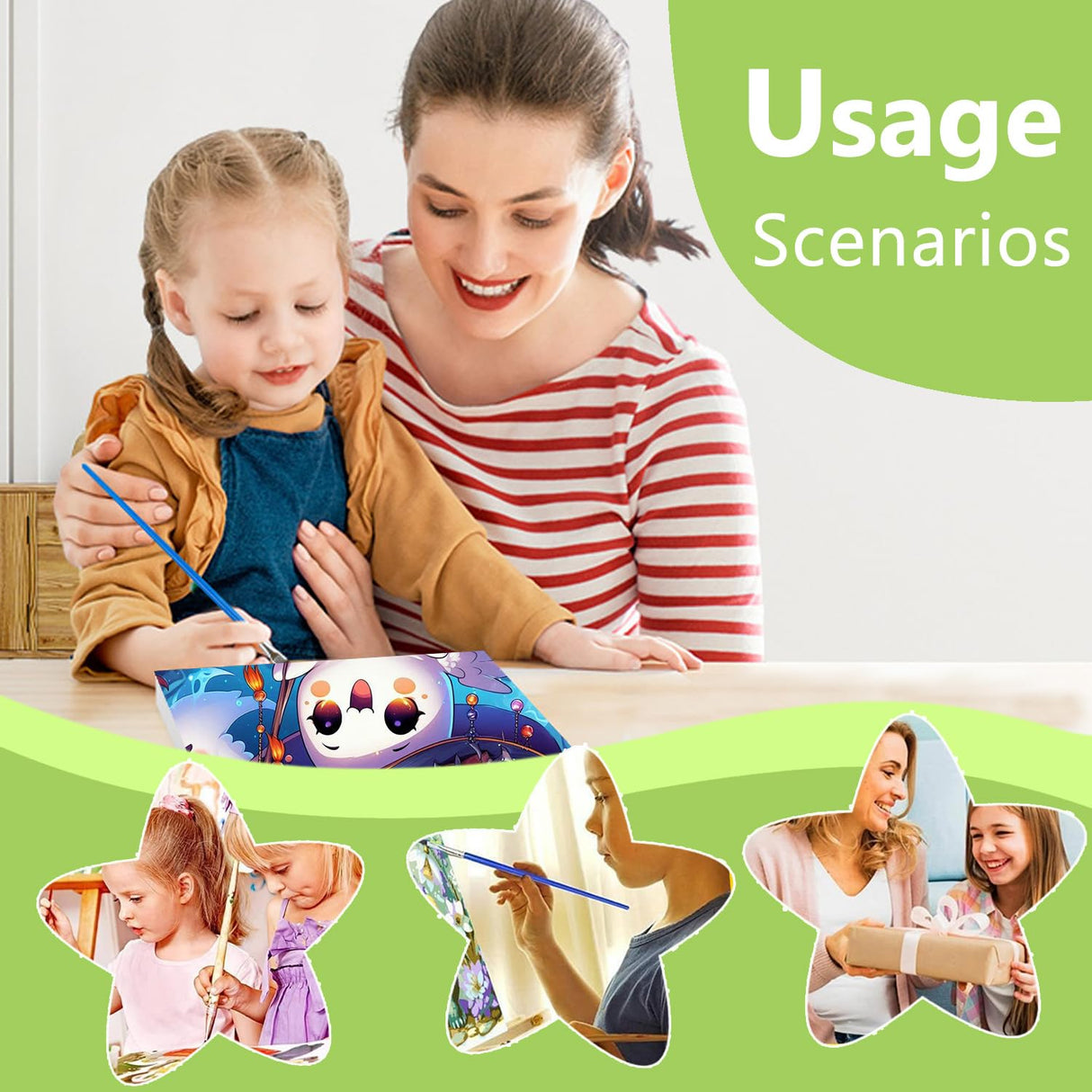 Reivworl Ghost Paint by Numbers Kit for Kids, Ghost Paint by Number with Frame and Easel, Paint by Number Kids Age 5-8-12 for Gifts and Decor (8X8 Inch) Reivworl