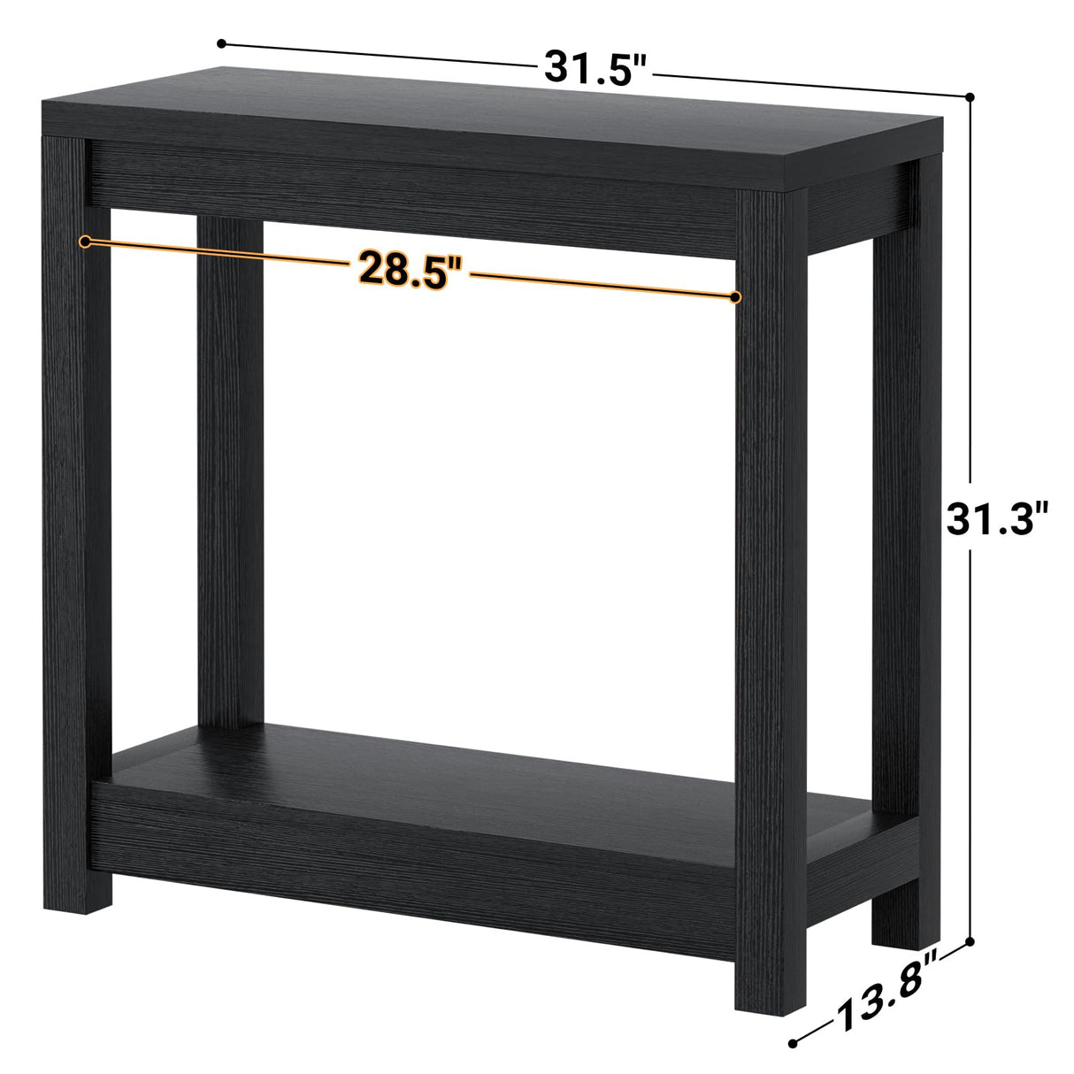 Besiost Small Farmhouse Wood Entryway Table Narrow Console Table with Storage Behind Couch Sofa Table with Shelves Entry Way Table with Open Storage, Easy Assembly, 32" Embossed Wood Grain Black Besiost