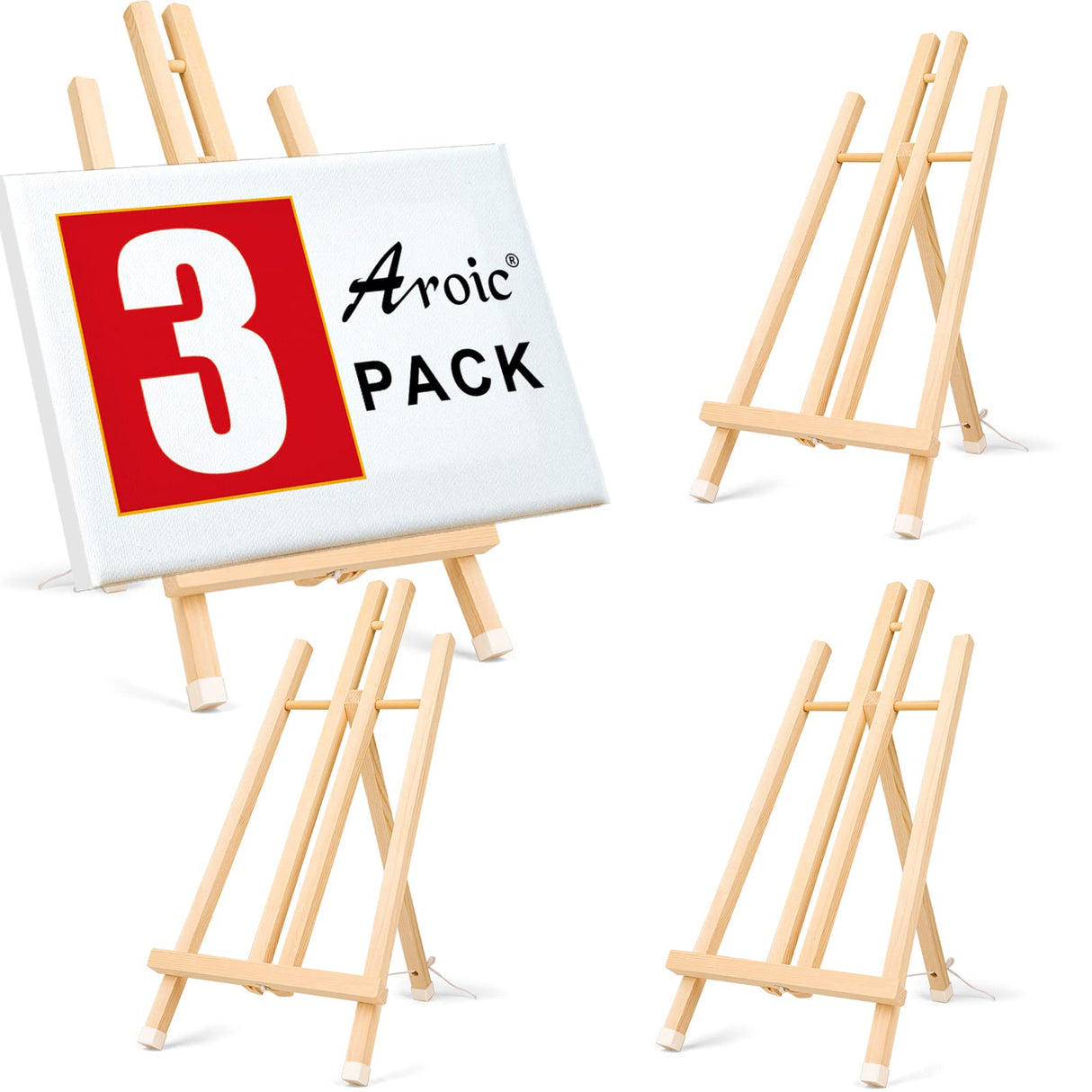 3 Pack 16 Inch Wood Easels, Easel Stand for Painting Canvases, Art, and Crafts, Tripod, Painting Party Easel, Kids Student Tabletop Easels for Painting, Portable Canvas Photo Picture Sign Holder AROIC