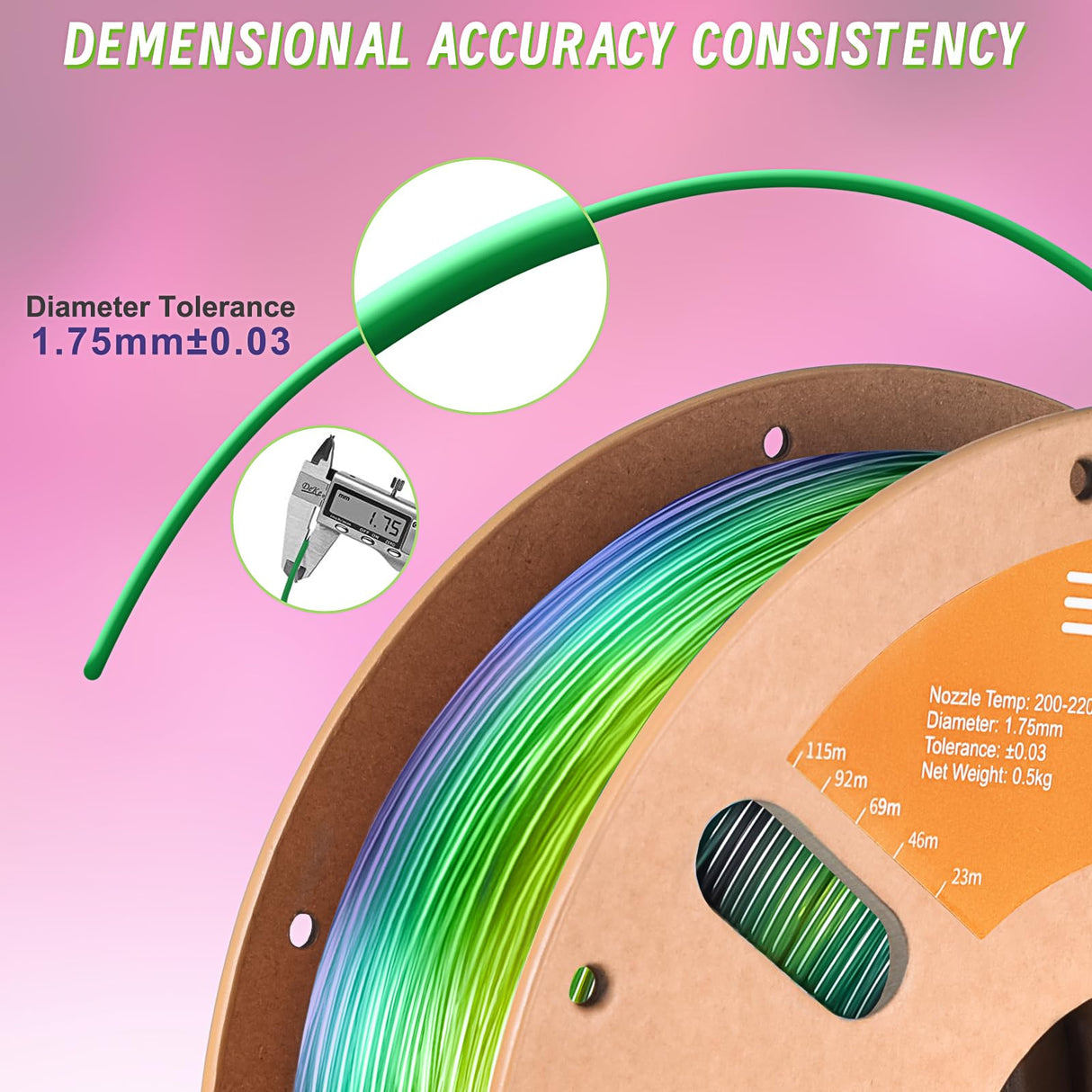 ERYONE TPU Filament 1.75mm +/-0.03mm Flexible TPU Roll, 95A Soft 3D Printer Filament 0.5kg Spool(1.1 lbs), Sea Glass Rainbow ERYONE
