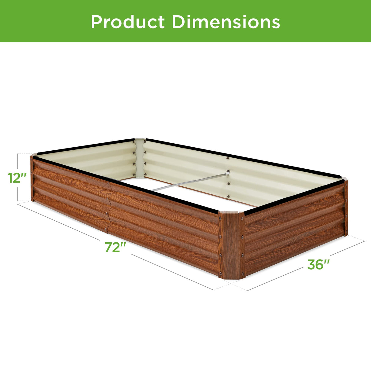Best Choice Products 6x3x1ft Outdoor Metal Raised Garden Bed Box Vegetable Planter for Vegetables, Flowers, Herbs, and Succulents - Wood Grain Best Choice Products