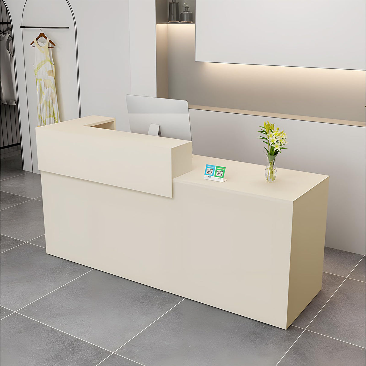 Reception Desk with Drawer Storage Lockers, 39-95 in Front Desk Reception Counter Table, Modern Checkout Counter for Salon, Offices, Hotel, Store, Retail Stores Reception Room Tables UxxStore