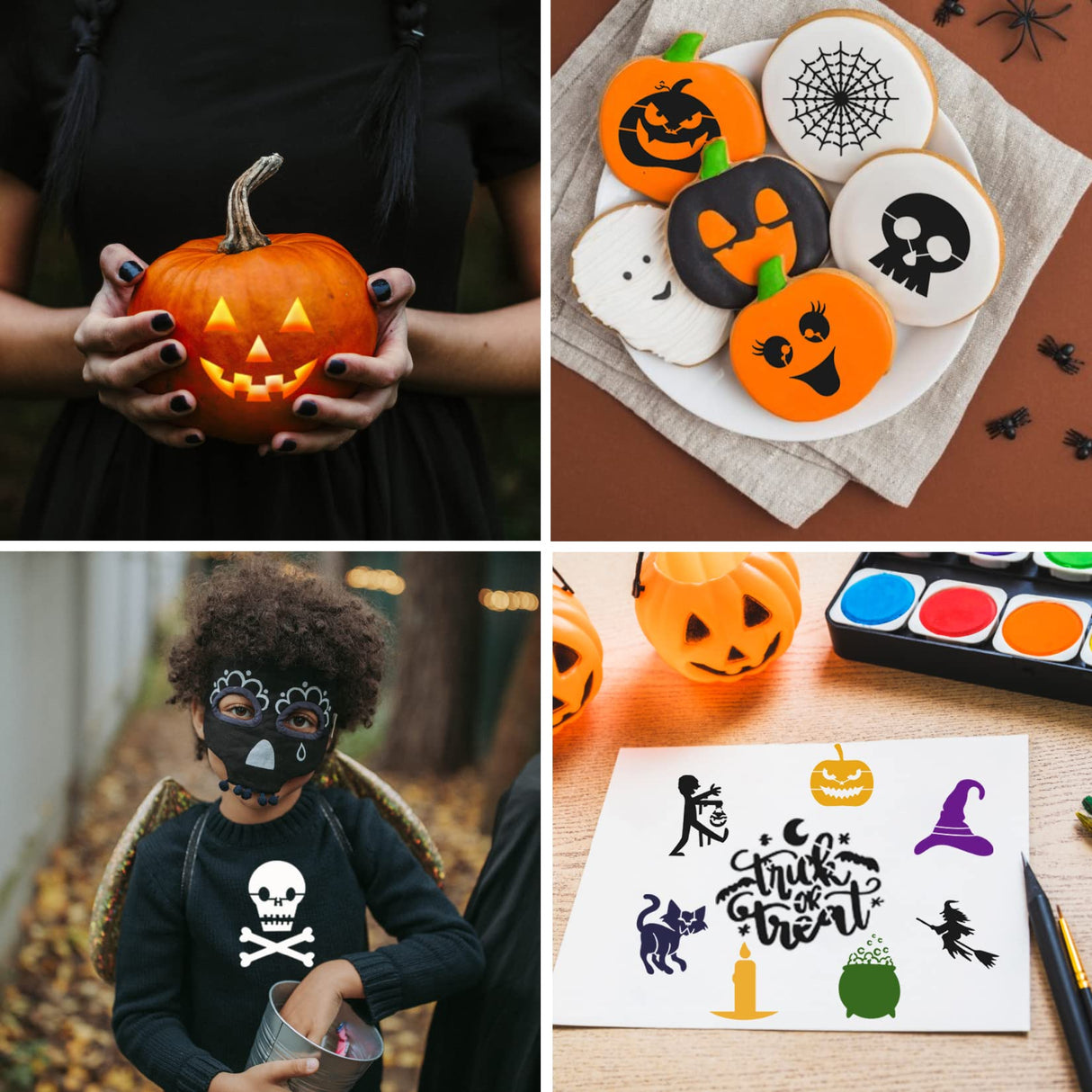 Small Stencils for Painting on Wood Reusable, 3 Inch Reusable Stencil for Craft Ornament Paint Template Stencils for Wall Card Rock Wood Signs Coasters Canvas Home Decor (Halloween) Hosomono