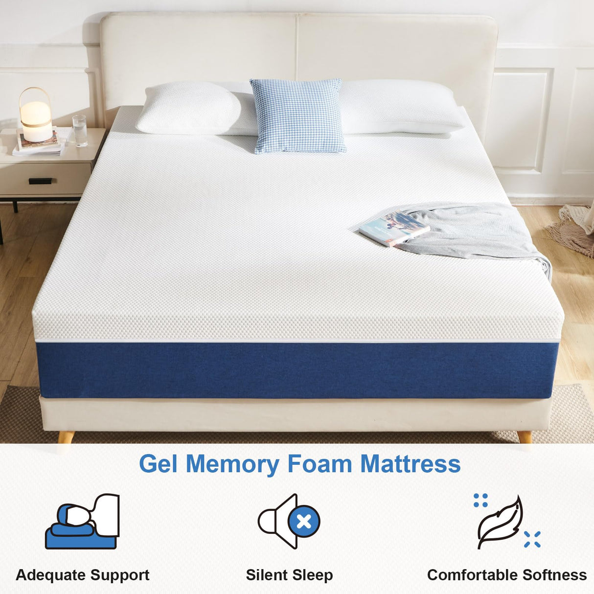 Natulliy Full Mattress 10 Inch Gel Memory Foam Mattress in a Box, Medium Firm Support, Removable Cover, Fits Various Bed Frames,Non-Fiberglass Full Size Mattress Natulliy