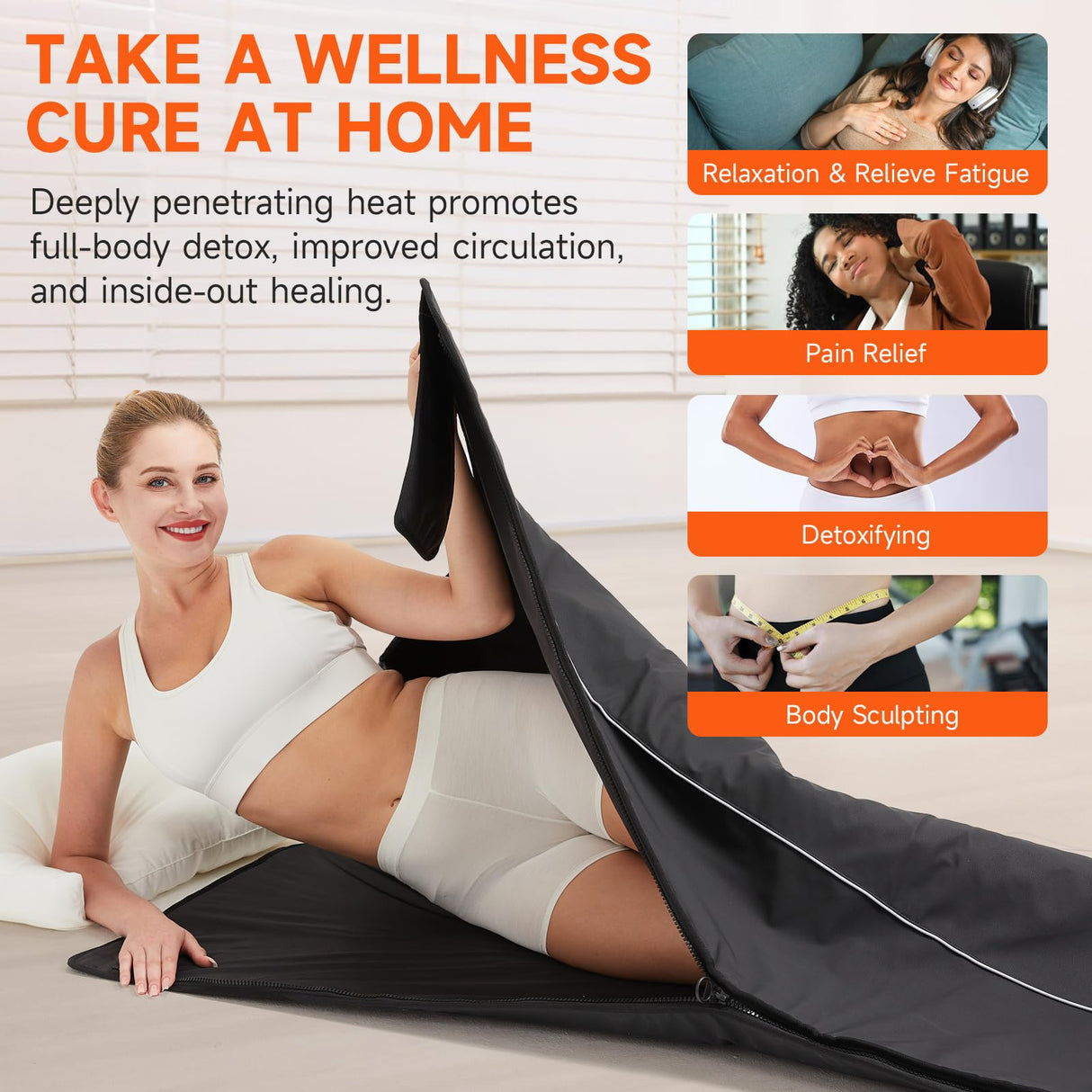 JOBYNA Sauna Blanket for Home, 75'' x 31'' Sauna Blanket with 20-60 Minutes Timer, 86℉-158℉ Temp Adjustable, 280W Auto Shut Off Sauna Bag for Home Relaxation, Wellness & Recovery JOBYNA