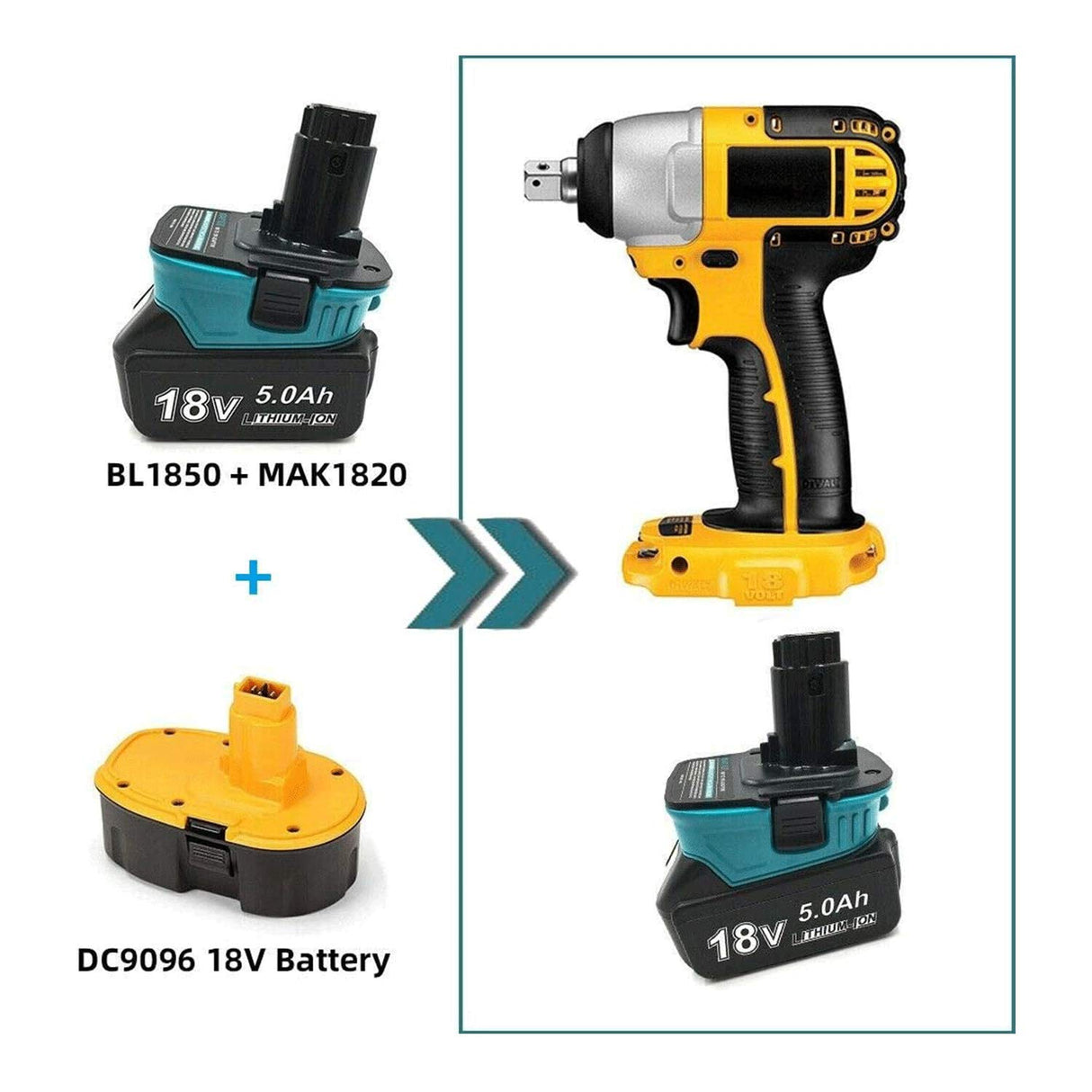 Battery Adapter for Makita DCA1820 18V Compatible with Makita Lithium Battery Convert for DeWalt CA1820 18V DC9180 DC9096 Tool Use Ecarke