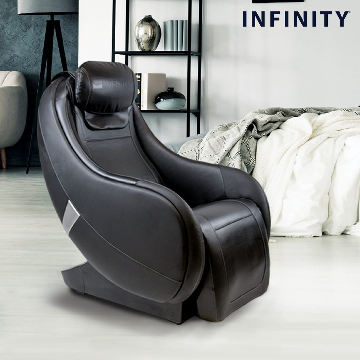 Infinity Riage CS, Compact Shiatsu Massage Chair, Featuring Zero-Gravity Recliner, Lumbar Heat, and Four-Node Massage Robot, Tapping, Kneading, Roller-Massaging Techniques (Black) Infinity