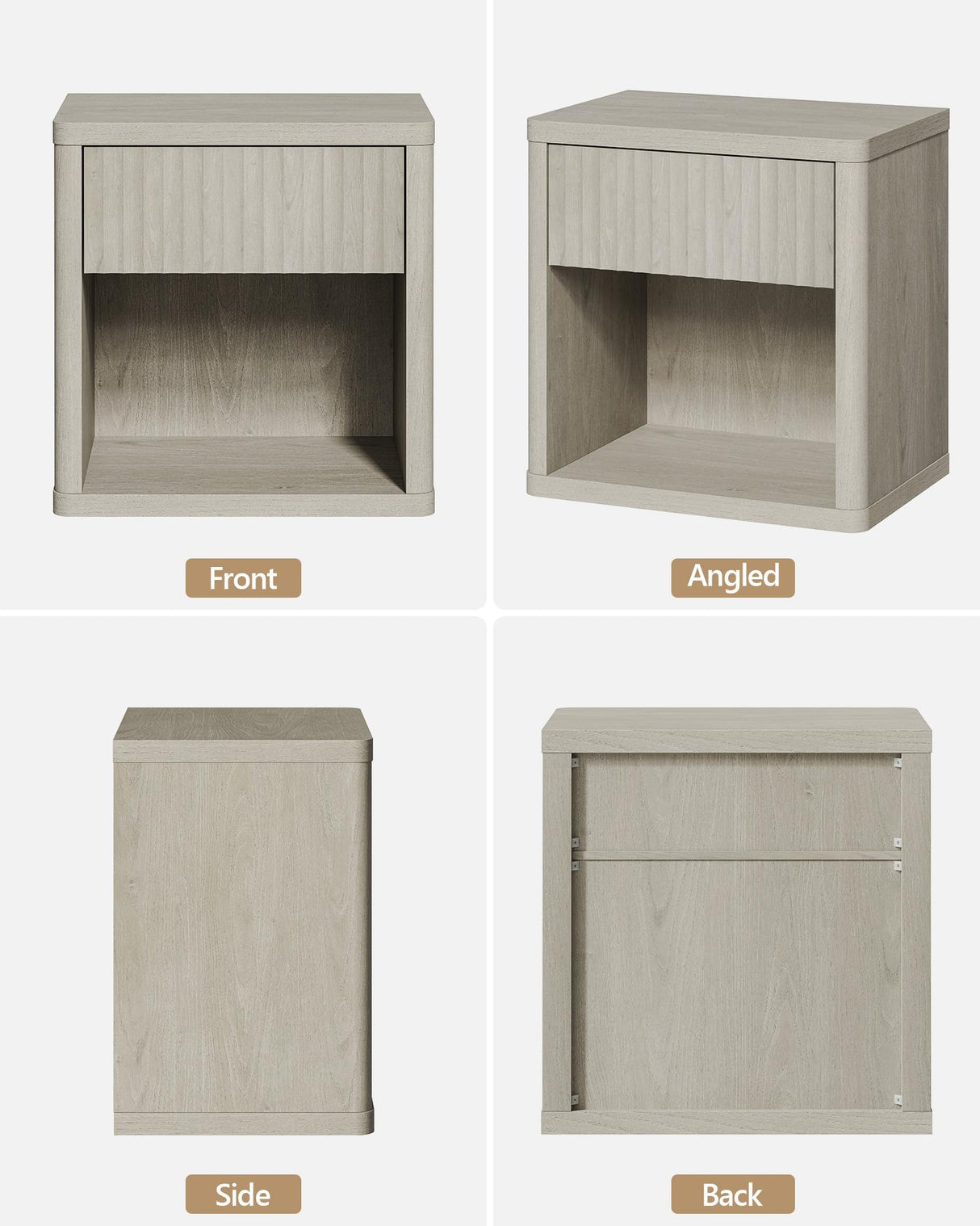 SICOTAS Night Stand Set of 2 Nightstands with Drawer Storage Bed Side Table End Table Large Modern Wood Wide Bedside Stand Mid Century Night Stands for Bedroom Living Room Sofa Couch Office (White) SICOTAS