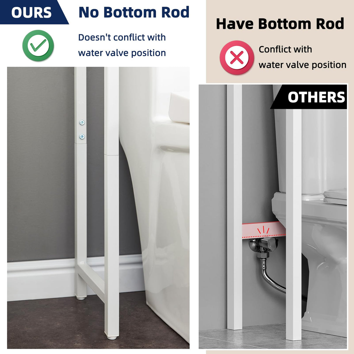 MOHOPE 2-Tier Over The Toilet Storage with 2 Fabric Drawers, Freestanding Above The Toilet Storage Cabinet, Space Saver Metal Over Toilet Bathroom Organizer Shelf for Small Space, White MOHOPE