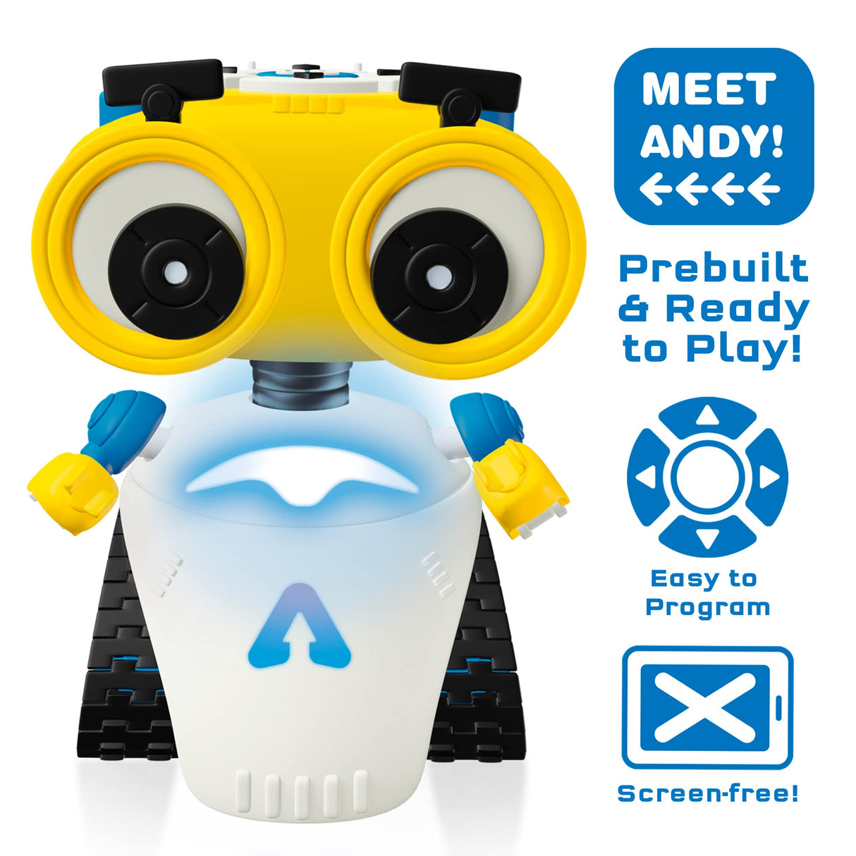 Thames & Kosmos Andy: The Code & Play Robot | Screen-Free Coding & Robotics Kit for Ages 4+ | Pre-Built Robot w/Intuitive Buttons for Preschoolers to Start Programming! | No Smart Device Required Thames & Kosmos