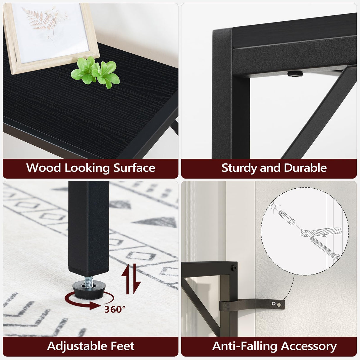 MAHANCRIS Console Table, Narrow Sofa Table, 43.3” Entrance Table with Power Station, Behind Couch Table, Simple Style, for Living Room, Hallway, Entryway, Foyer, Black CTHB112E01 MAHANCRIS