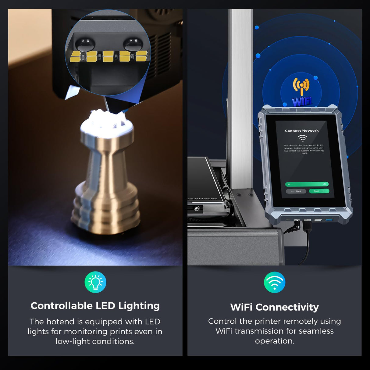 Sovol T500 3D Printer Max Speed up to 500mm/s, Upgraded with 7'' Klipper Touch Screen 300℃ High Temp Hotend 95% Pre-assembly 49-point Auto Leveling XYZ Axis Industrial Linear Rails 19.68*19.68*19.68in Sovol