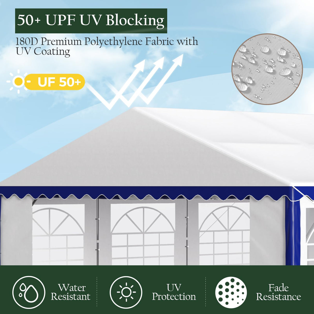 Tents for Parties Party Tent 16x20 ft, Outdoor Canopy Carpas para Fiestas Heavy Duty, Large Waterproof Patio Event Wedding Tent White & Blue with Sidewalls Walls for Backyard Sophia & William