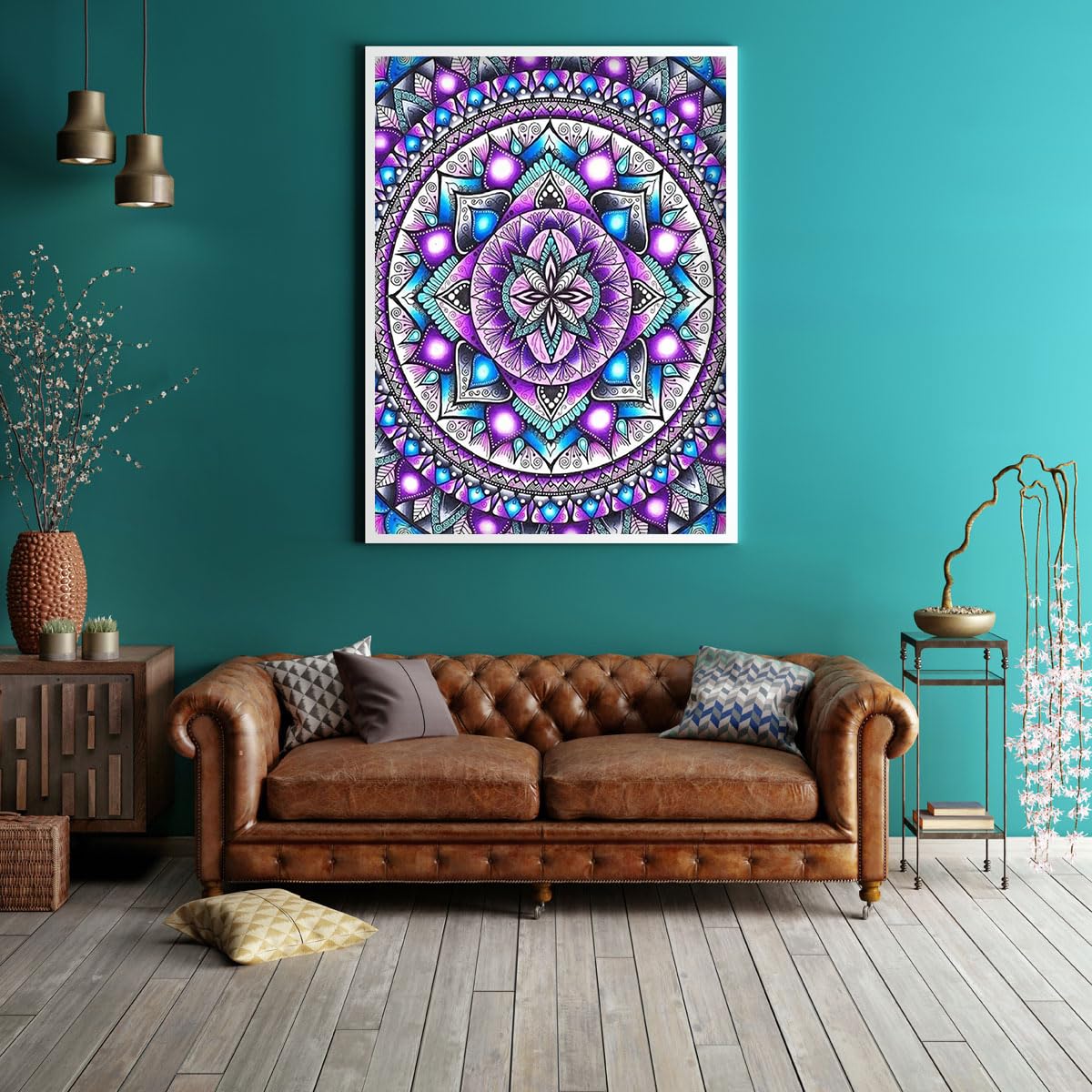 JFYHAB Mandala Diamond Painting Kits for Adults,5D Rhinestone Diamond Art Kits for Adults Kids Beginner,DIY Flowers Round Full Drill Diamond Painting Kit Arts Craft for Home Wall Decor 12X16inch JFYHAB