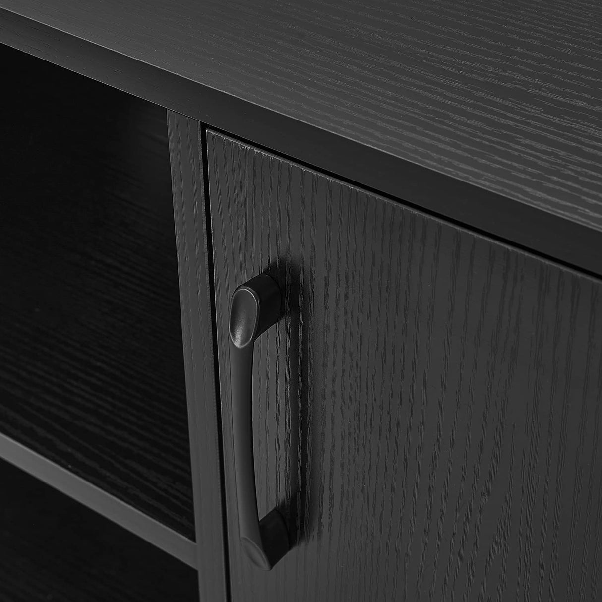 Panana TV Stand Television Stands TV Console Unit with Shelf and 2 Doors Storage Cabinets for Living Room Bedroom for TVs up to 70 Inches (Black, 62.99 inch) Panana