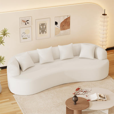 ONEMMLION Curved Sofa Sectional Couch for Living Room, 114" Modern Oversized Boneless Cloud Couch, Comfy Luxury Plush Chenille 4 Seater Memory Foam Sofa Deep Seat Couches, Cream White