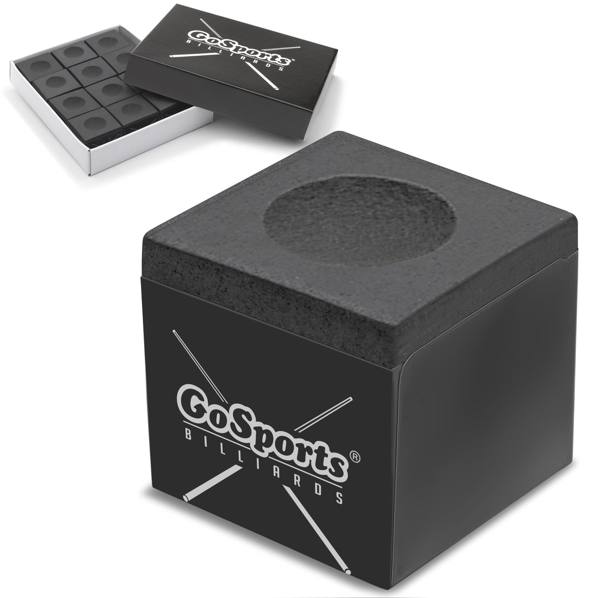 GoSports Premium Pool Cue Chalk Cube 12 Pack - Black Billiards Pool Stick Chalk GoSports