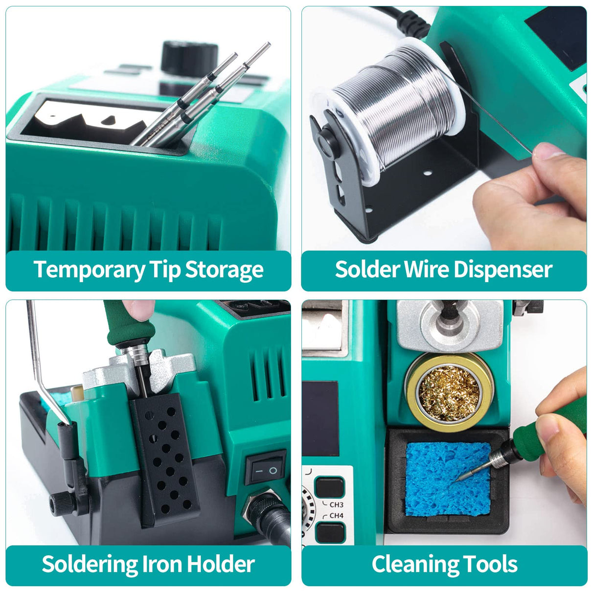 YIHUA 982 Precision Soldering Iron Station Kit with Digital LCD Display, 210 Soldering Tip Cartridge Compatible, Solder Wire Dispenser and, 4 Memory Channels, Auto Shutdown, Rapid Heating YIHUA