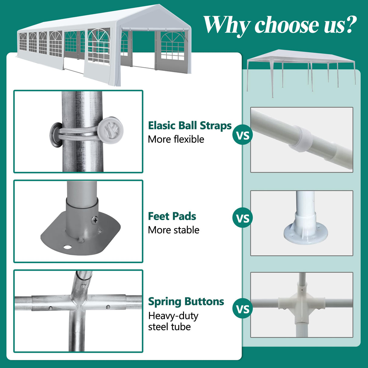 GARTOO 20' x 40' Canopy Party Tent & Carport - Heavy Duty Outdoor Wedding Gazebo with 4 Sand Bags, Event Shelter Canopy for Outdoor Event, Wedding, Birthday Party GARTOO