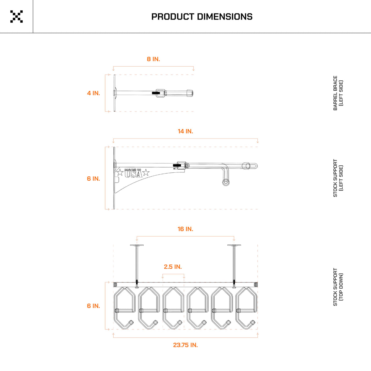 Hold Up Displays Gun Rack Wall Mount, Vertical Gun Rack, Rifle Rack, Holds 6 Shotguns, Rifles, & More, Heavy Duty Steel Indoor Gun Rack, Home Gun Storage Solutions - Made in The USA Hold Up Displays