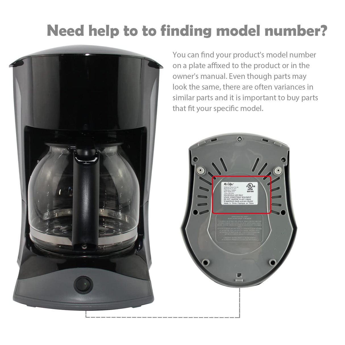 12-Cup Replacement Coffee Carafe Compatible with Mr. Coffee Coffee maker Pot, Replace Part# PLD12 PLD12-RB Series, Black Handle Cestlaive