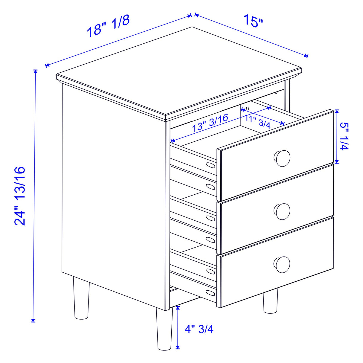 Walker Edison Traditional Wood 3 Drawer Nightstand Side Table Bedroom Storage Drawer and Shelf Bedside End Table, 18 Inch, Walnut Walker Edison