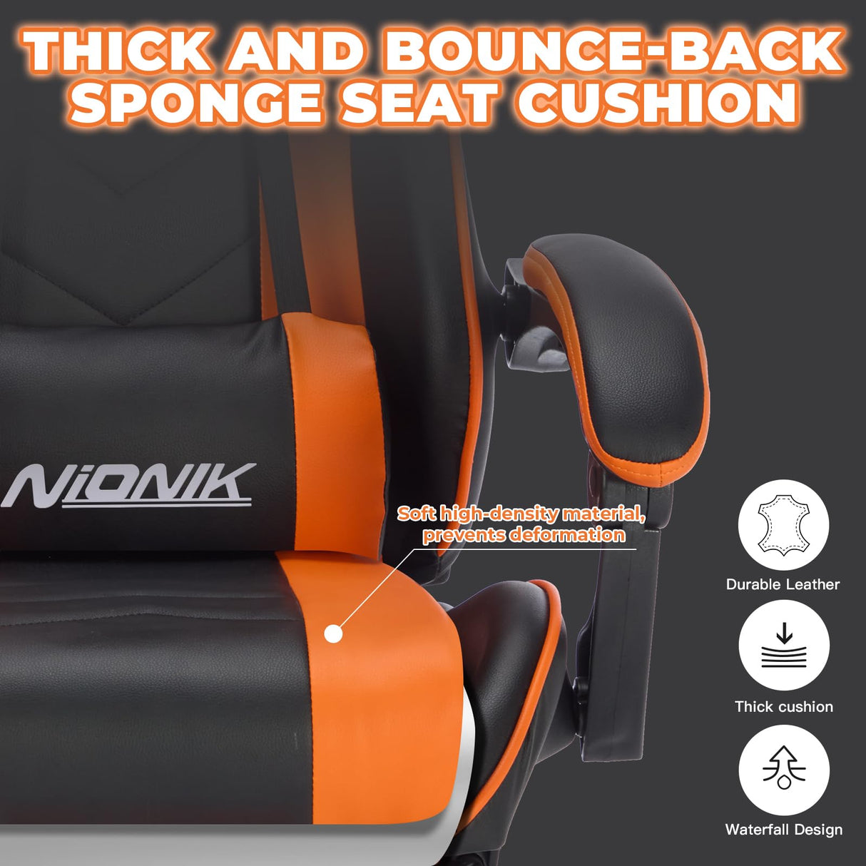 Gaming Chair with Footrest and Massage Lumbar Support, Ergonomic Computer Chair Height Adjustable with Swivel Seat and Headrest, Video Game Chair Swivel Computer Recliner for Adults NIONIK