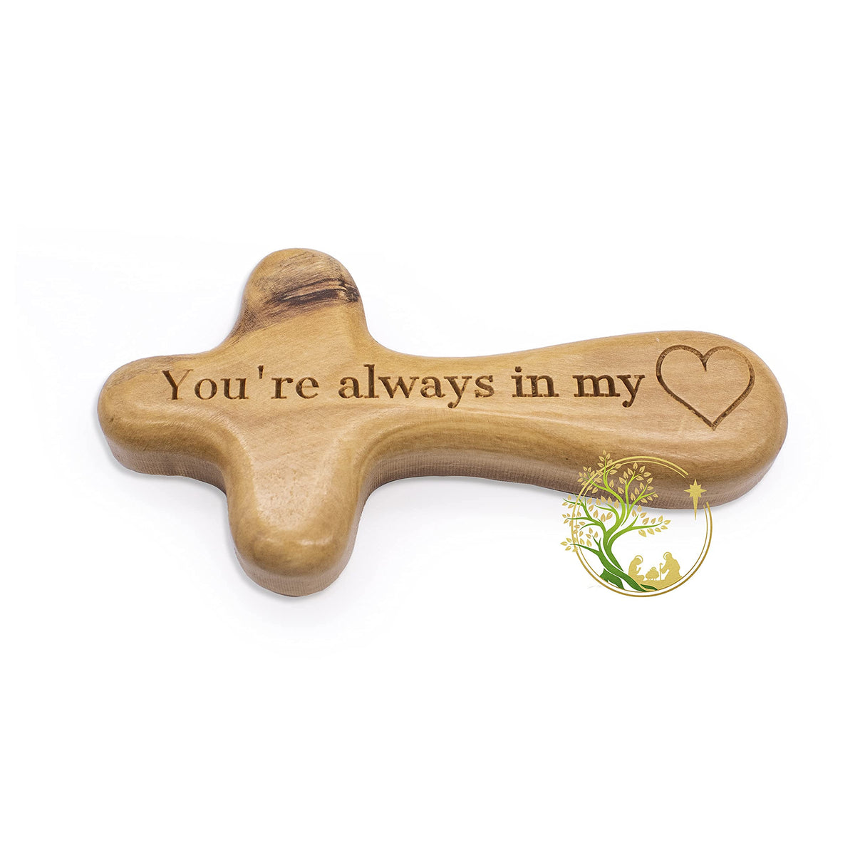 Personalized Olive Wood Comfort Cross Hand Carved from Bethlehem | Holy Land Handmade Catholic Wooden handheld crosses | Palm Holding, Praying cross Perfect Religious gift for all Christian occasions PHLG