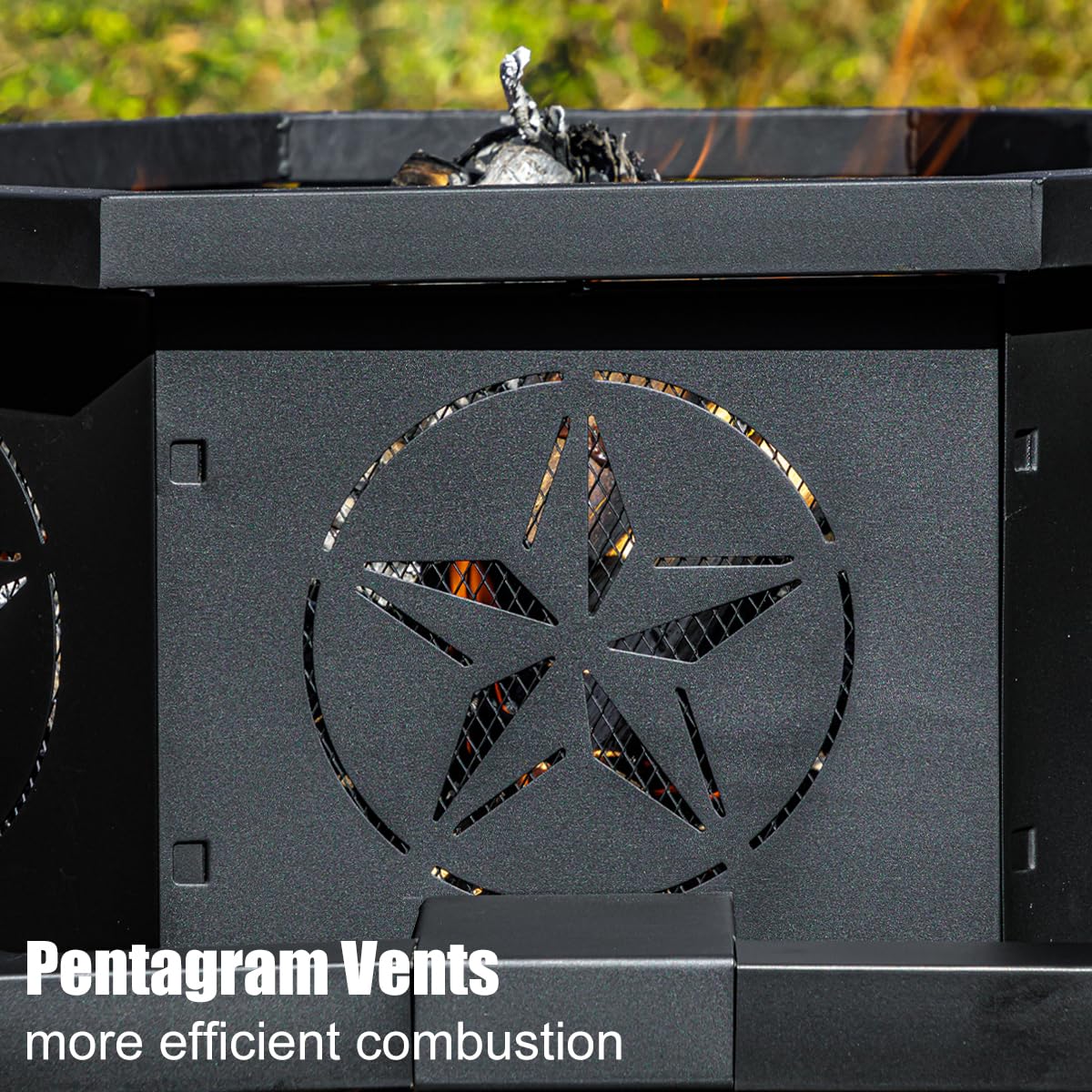 Verdeluxe 35 Inch Octagonal Fire Pit,Outdoor Fire Pit,Wood Burning Firepit,Bonfire Fire Pit,Firepits for Outside,Camping, Backyard, Patio,Bonfire Verdeluxe