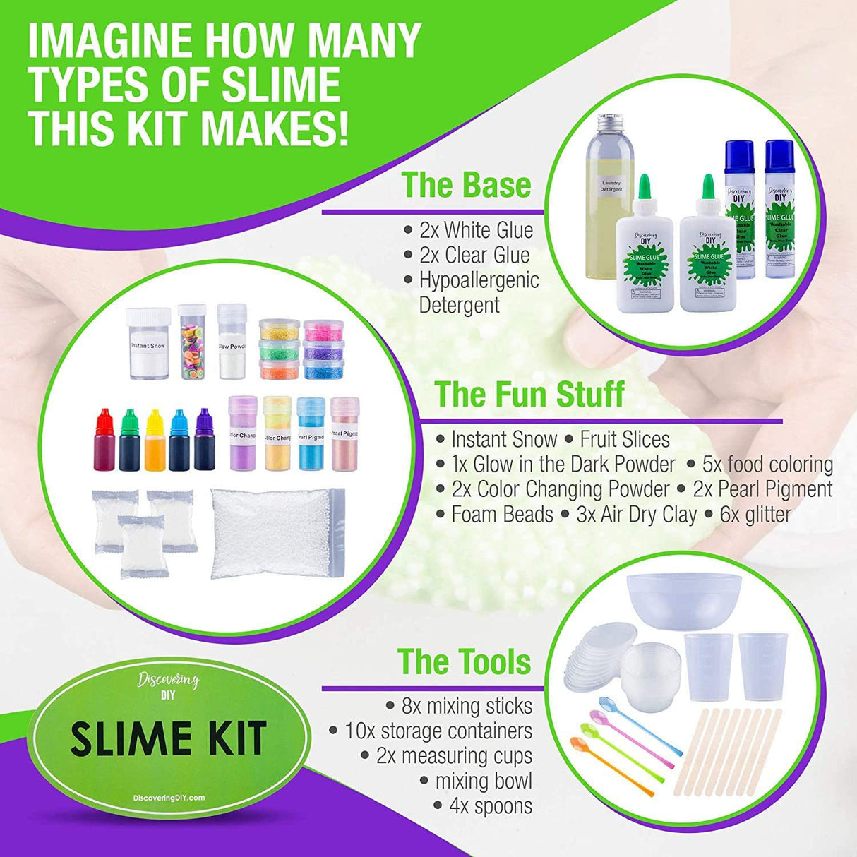Discovering DIY Slime Kit for Girls and Boys - 52-Piece Slime Making Kit for Kids w/Craft Supplies - Makes Unicorn, Cloud, Butter, Galaxy, Mermaid and Slime for Kids Discovering DIY