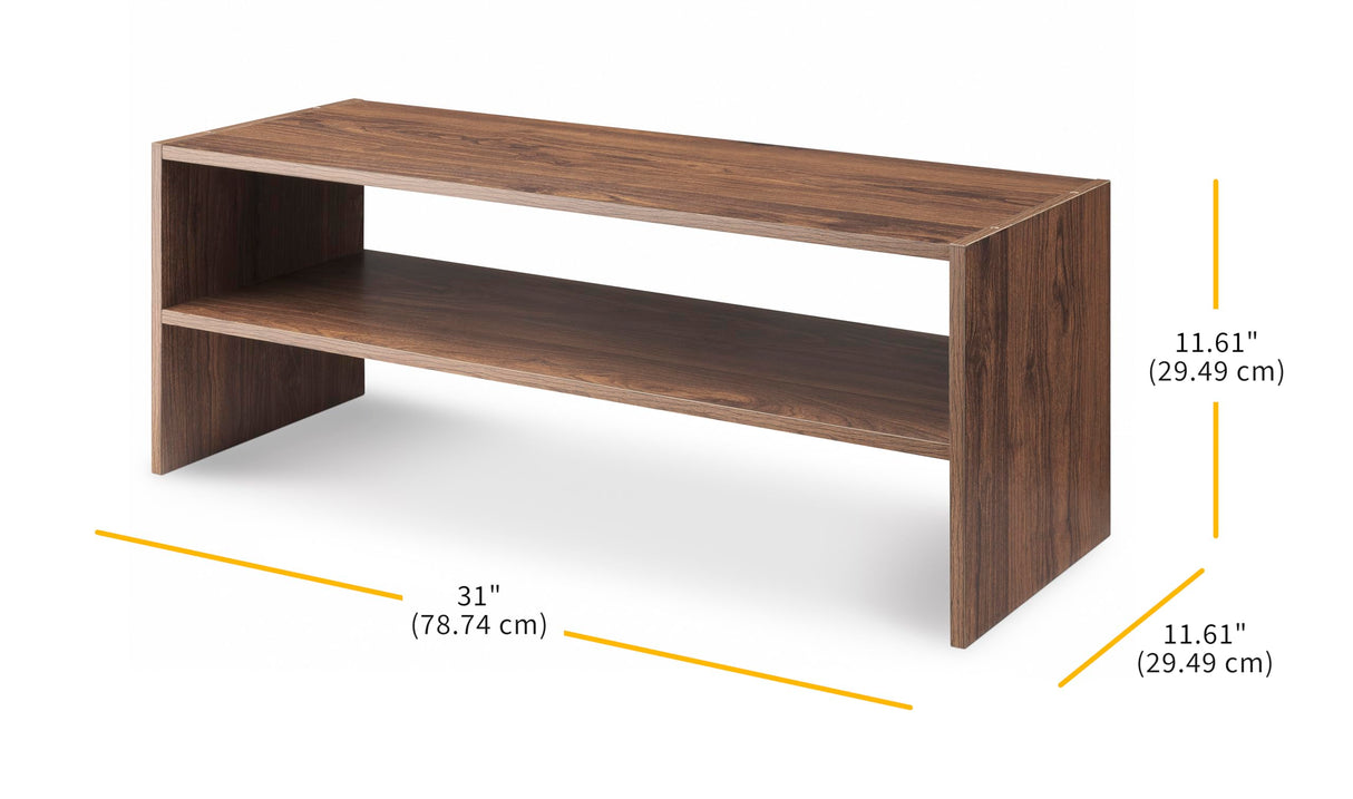 Whitmor Wood Stackable 2-Shelf Shoe Rack, Walnut, 31 inches Whitmor