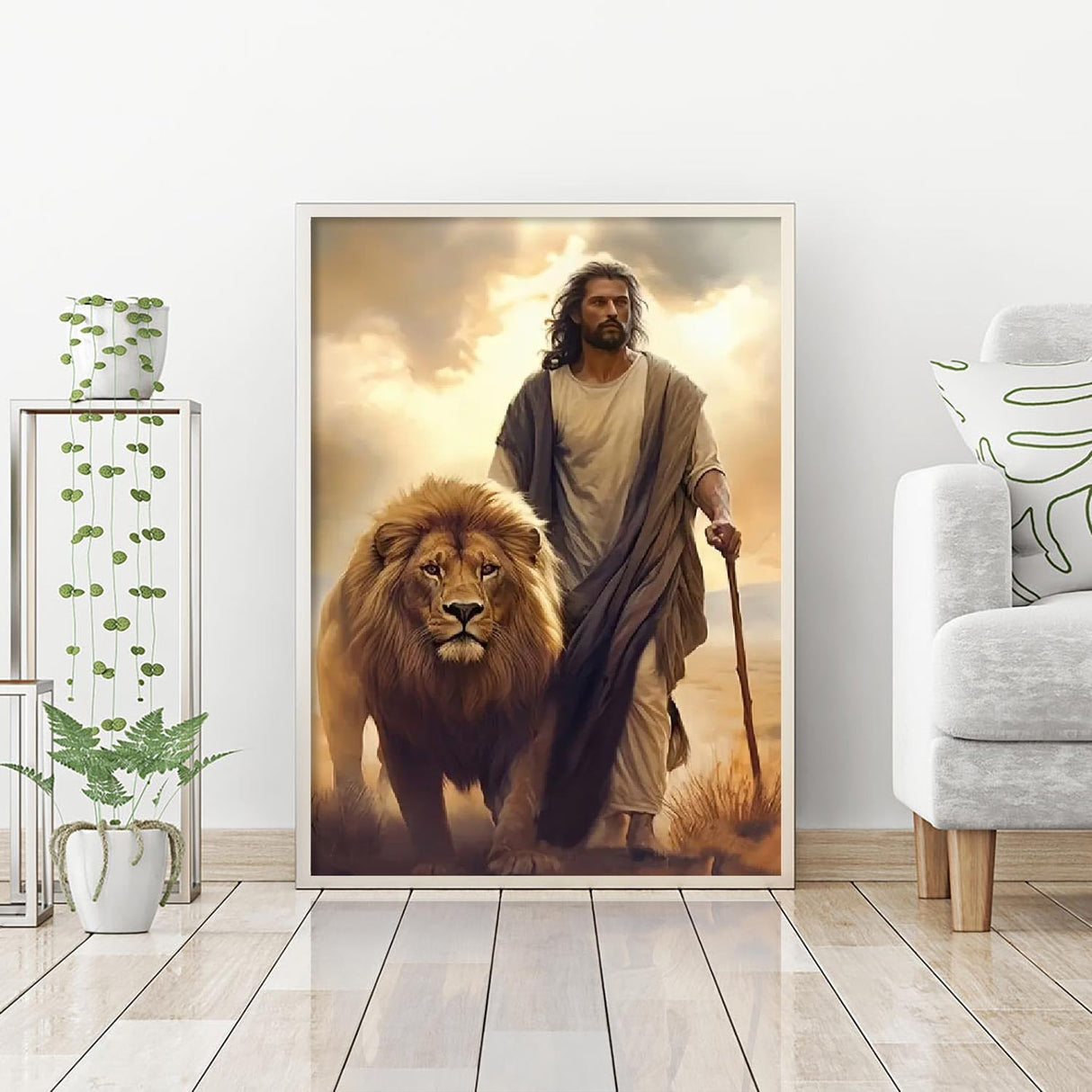 BOHADIY Jesus Diamond Painting Kits for Adults. Easter Religion Christ Diamond Art Full Drill Round Gem Art Lion 5D Diamond Dots Suitable Home Wall Decor 12x16inch BOHADIY