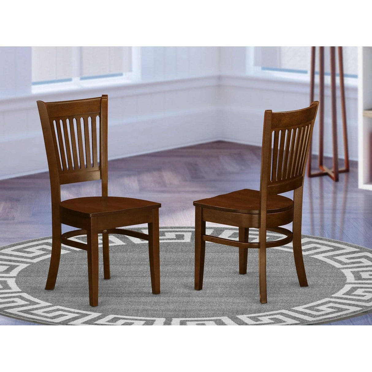 East West Furniture VAC-ESP-W Vancouver Kitchen Dining Chairs - Slat Back Wood Seat Chairs, Set of 2, Espresso East West Furniture