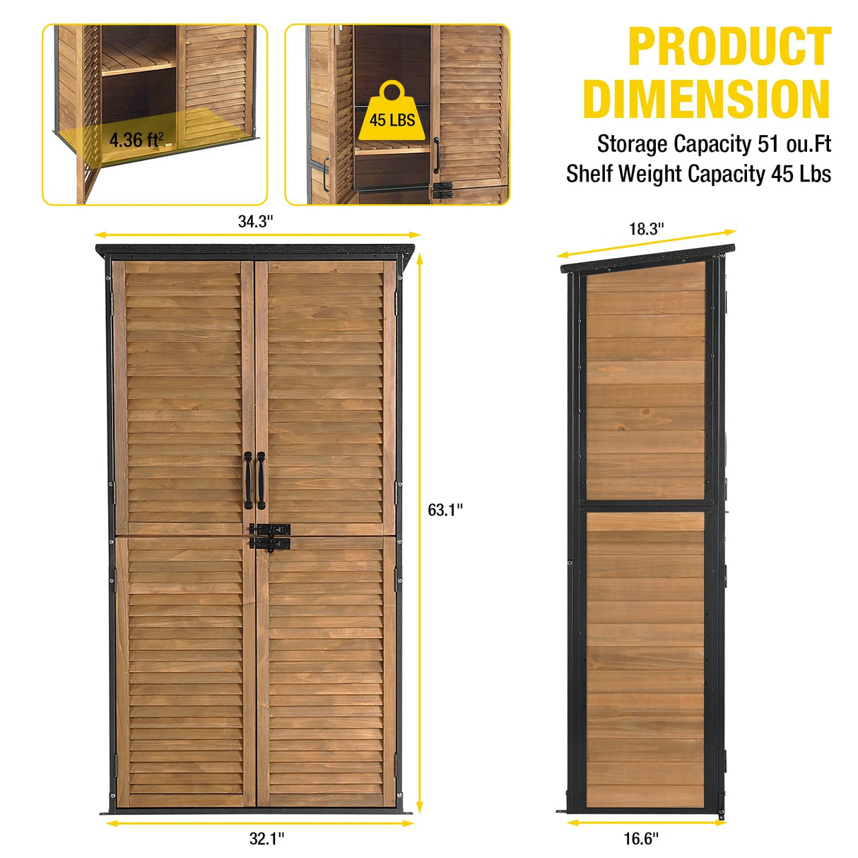 Aivituvin Outdoor Storage Shed with Floor - Strong Metal Frame, Adjustable Shelves, Ventilated Blinds - Ideal for Garden Tools & Outdoor Storage Cabinets Waterproof - Best in Sheds & Outdoor Storage Aivituvin