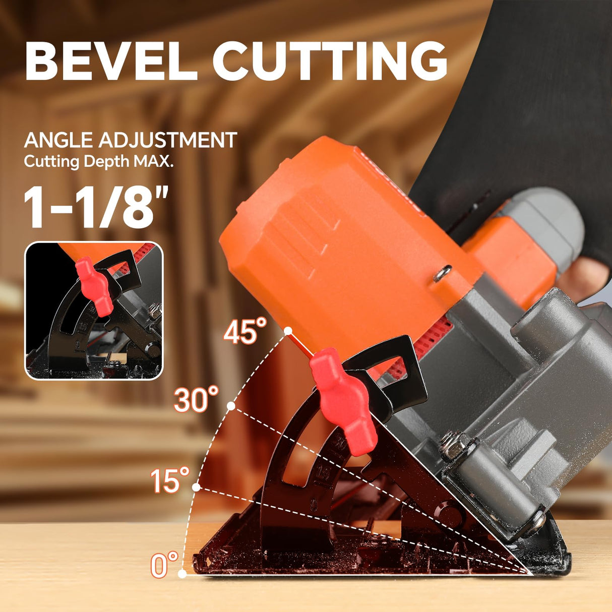 20V Cordless Mini Circular Saw, 6700RPM, 4-1/2" Blade, Max Cutting Depth 1-11/16" at 90°, Diagonal Cutting Depth 1-3/16" at 45°, Ideal for Cutting Wood, Soft Metal, Plastic, and Ceramic Tiles SuperPan