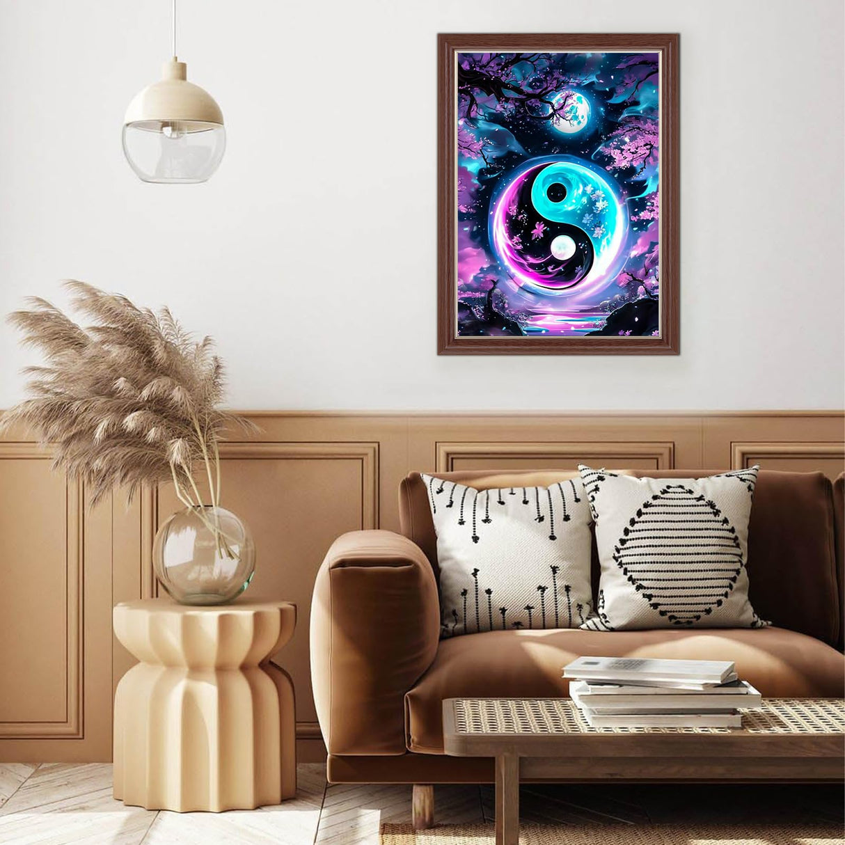 Lxmsja Yin Yang Diamond Art Kits for Adults, Moon DIY Full Drill Diamond Painting Kits for Beginners, 5D Gem Art Crafts for Adults, Home Wall Decor 12x16 inch Lxmsja