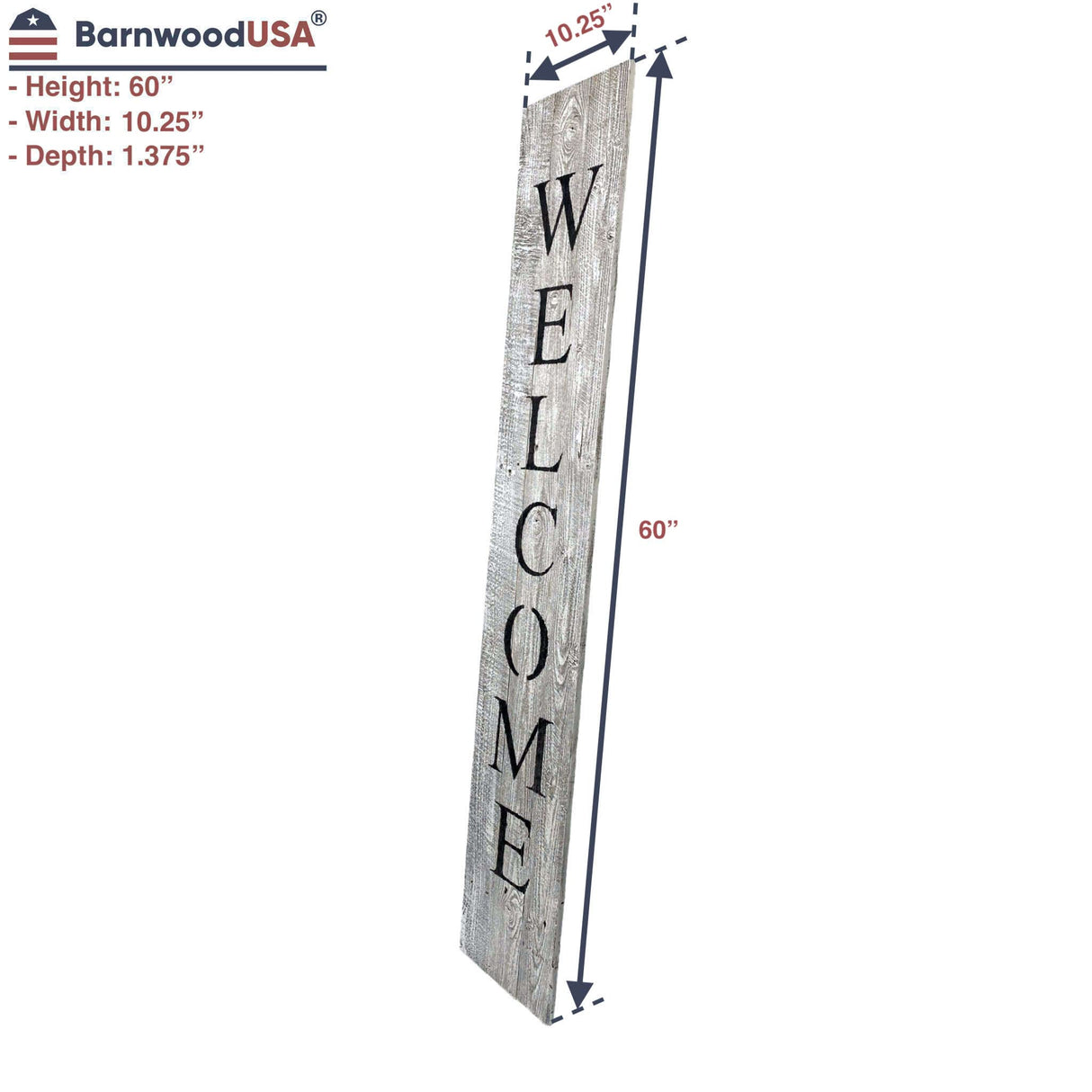 BarnwoodUSA | Farmhouse Rustic Welcome Sign for Front Porch | 5ft Front Door Décor | Vertical Barnwood Welcome Sign | Antique Outdoor Standing Sign | Sturdy | White Wash BarnwoodUSA