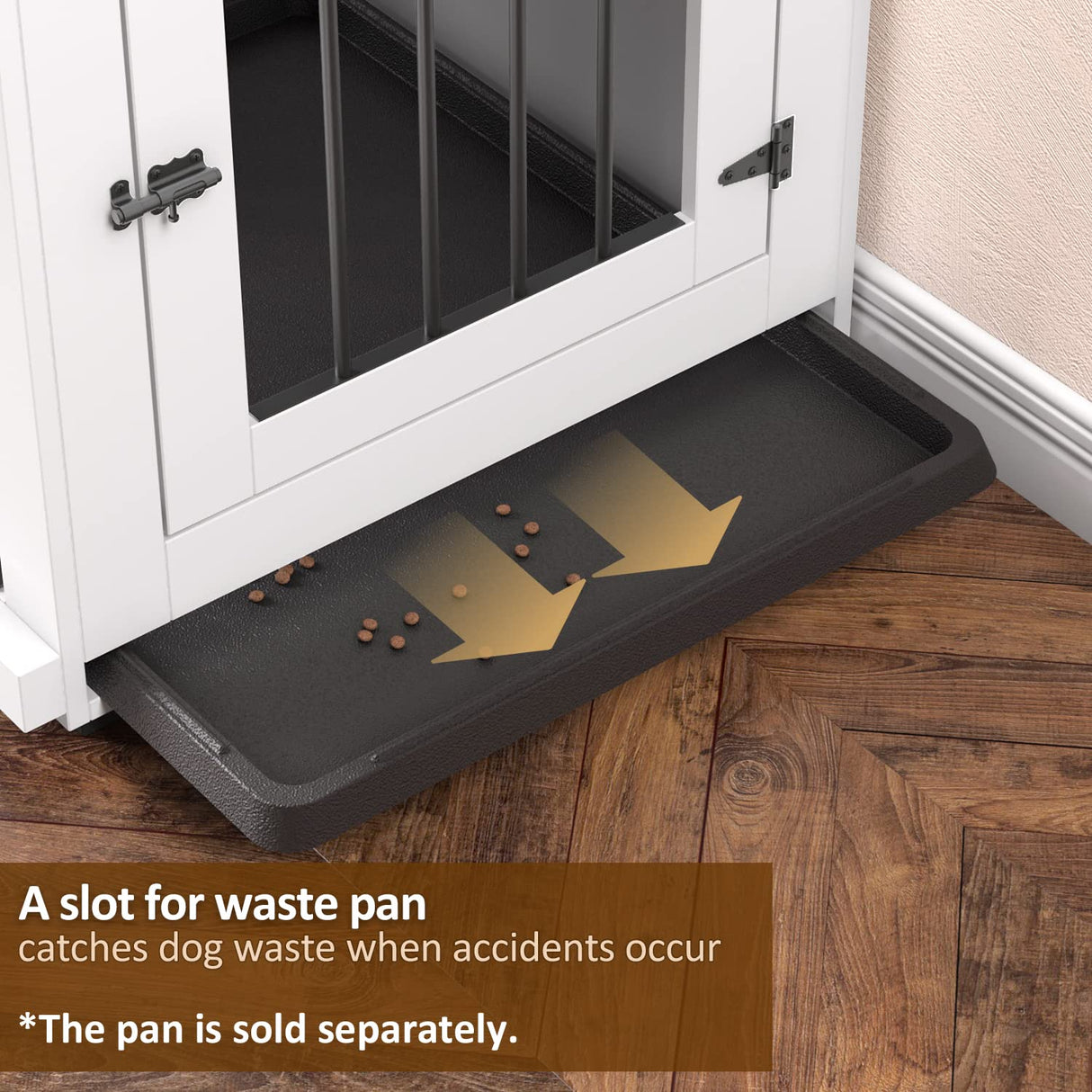 Zakkart Dog Crate Furniture for Large Dogs Up to 60 lbs. - Barn Door Puppy Kennel w/Thickened Farmhouse Top & Metal Bars - 37'' Wide - White Decorative Modern Dog Crate Table, End Table, Nightstand Zakkart