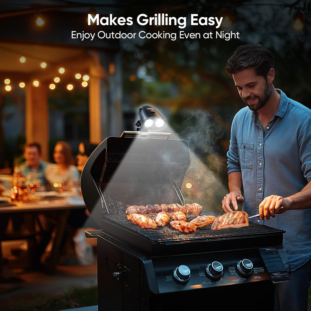 Grill Light Grilling Accessories: Valentines Day Gifts for Him Husband, Grilling Gifts for Men, Smoker BBQ Accessories for Outdoor Grill, BBQ Light with Two Brightness Settings, 3 Batteries Included RVZHI