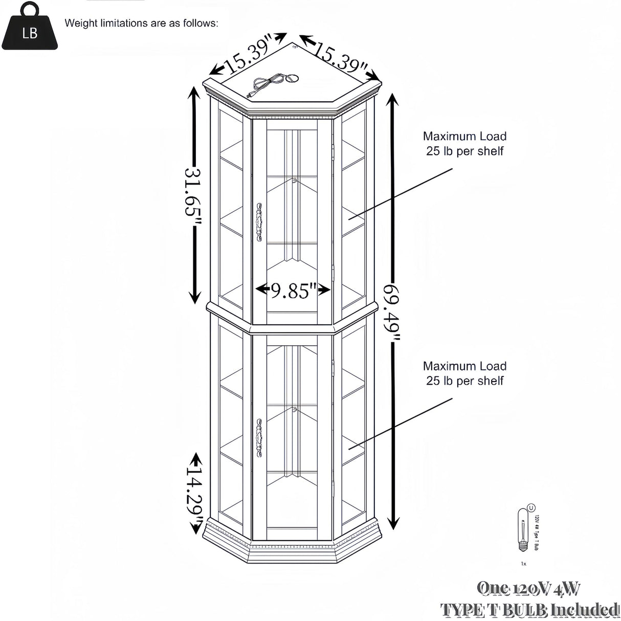 XZTUAJ 69" H Corner Curio Cabinet with Light,3-Side Glass Corner Display Case with Adjustable Shelves & Tempered Glass Doors,Curved Wooden Showcase Corner Storage Rack for Living Room & Kitchen (Oak) XZTUAJ