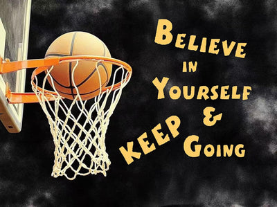 MaiYiYi Basketball Diamond Painting Dots Kit, 5D Full Round Diamond Painting Kit Believe in Yourself and Keep Going Diamond Art Basketball Hoop Wall Decor for Adult Beginners (30X40 CM)